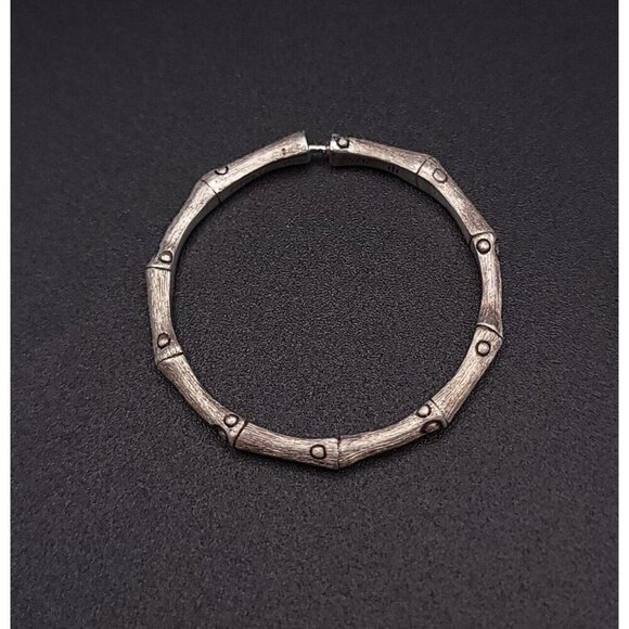 John Hardy Sterling Silver Satin Bamboo Hoop Earrings 1.25" - Picture 3 of 10